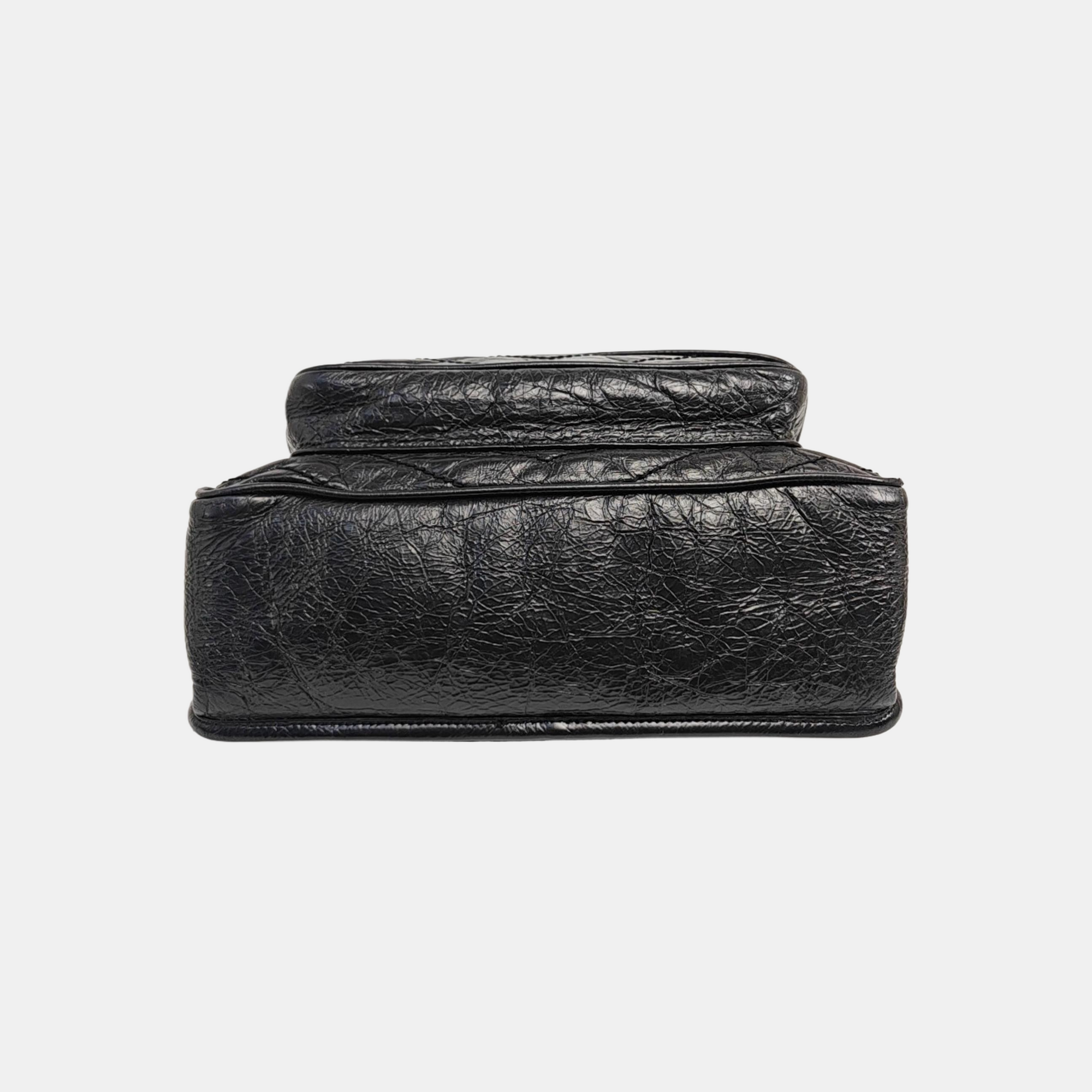 NIKI Medium Chevron Calfskin Black