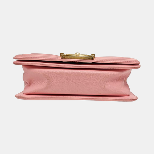 Authenticated pre-owned  BOY CHANEL Small Quilted Calfskin Pink - Shoulder Bag at Looply