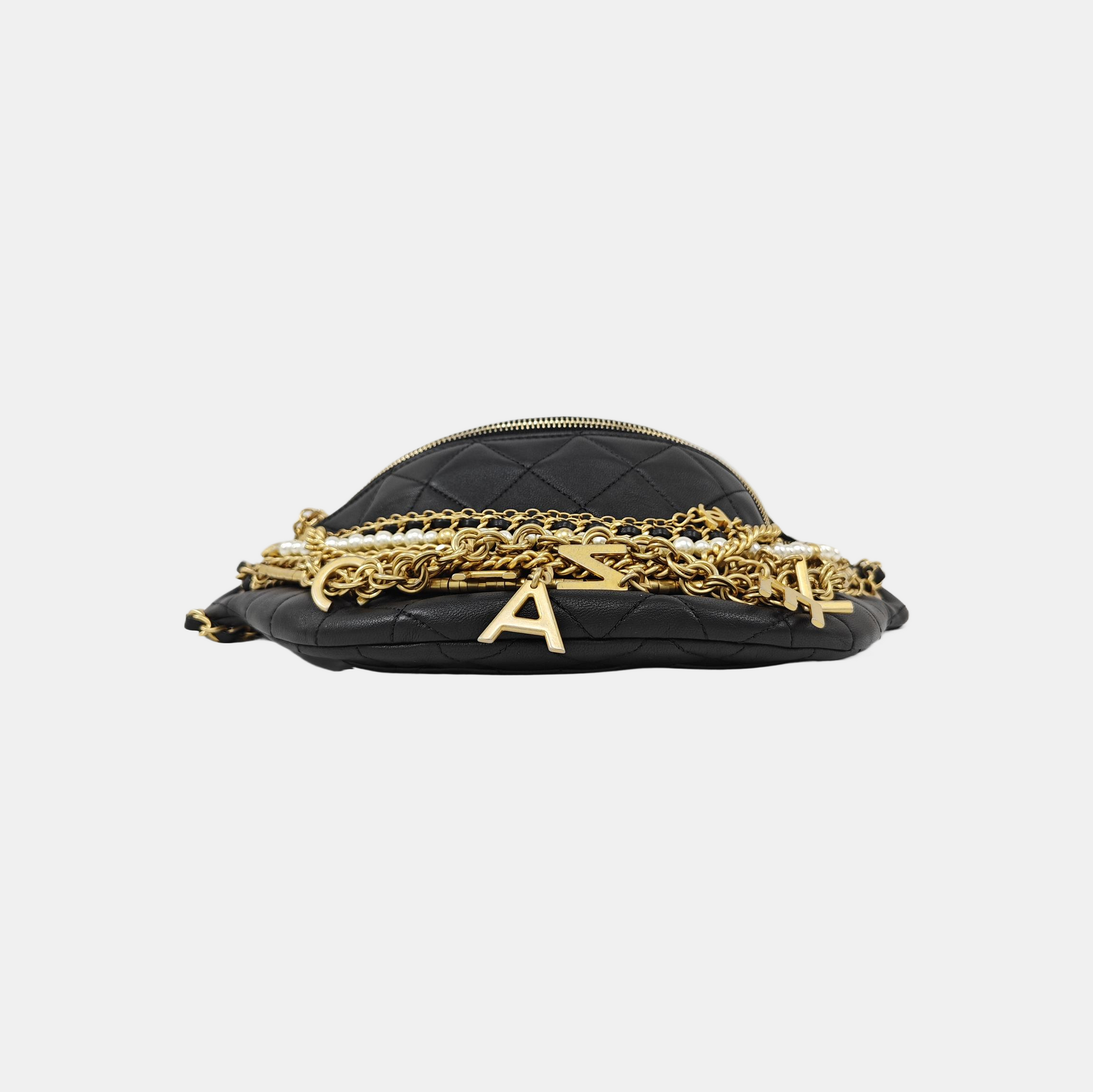 Quilted Lambskin Belt Bag Black