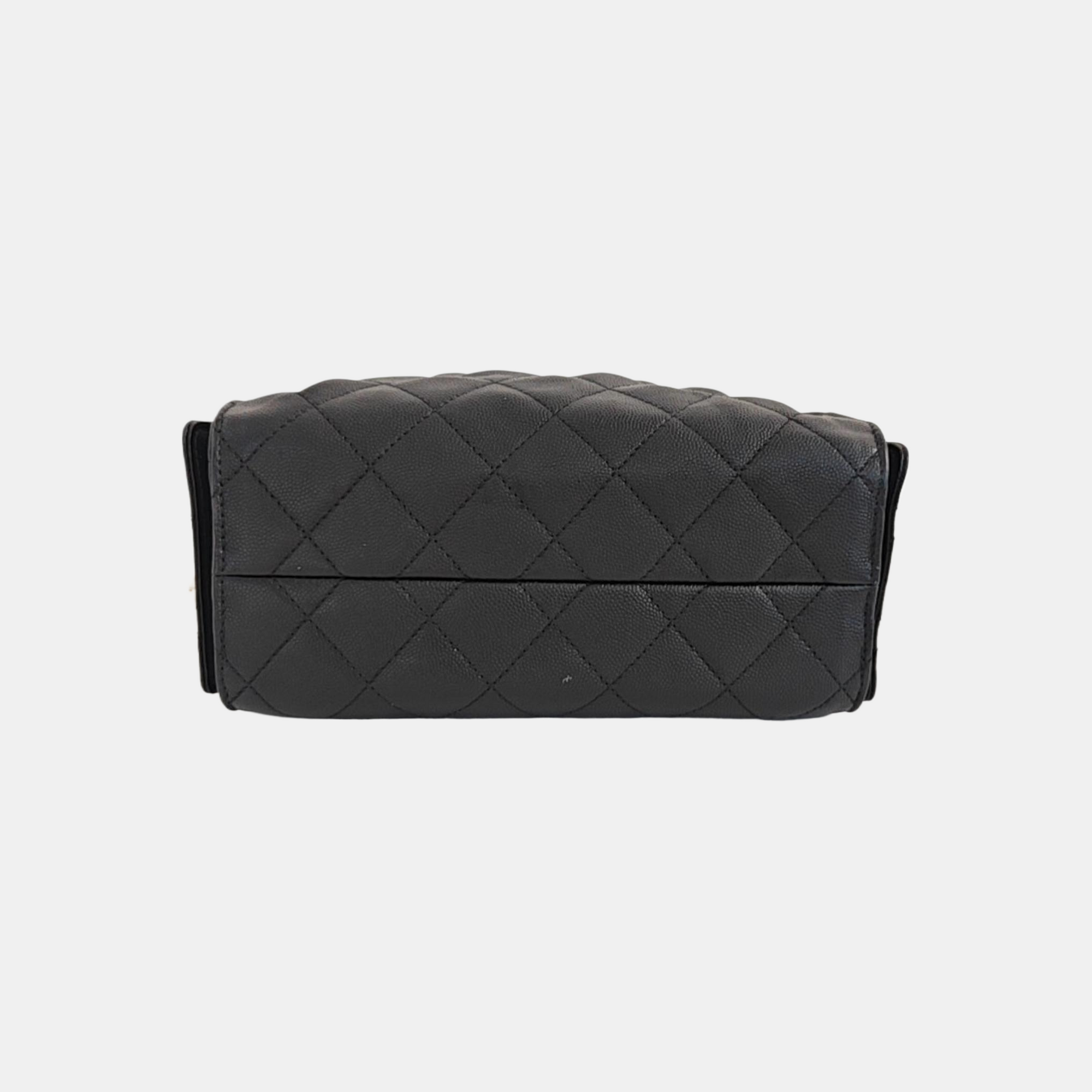 CHANEL 25 Mini Quilted Grained Calfskin Black