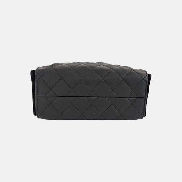CHANEL 25 Mini Quilted Grained Calfskin Black