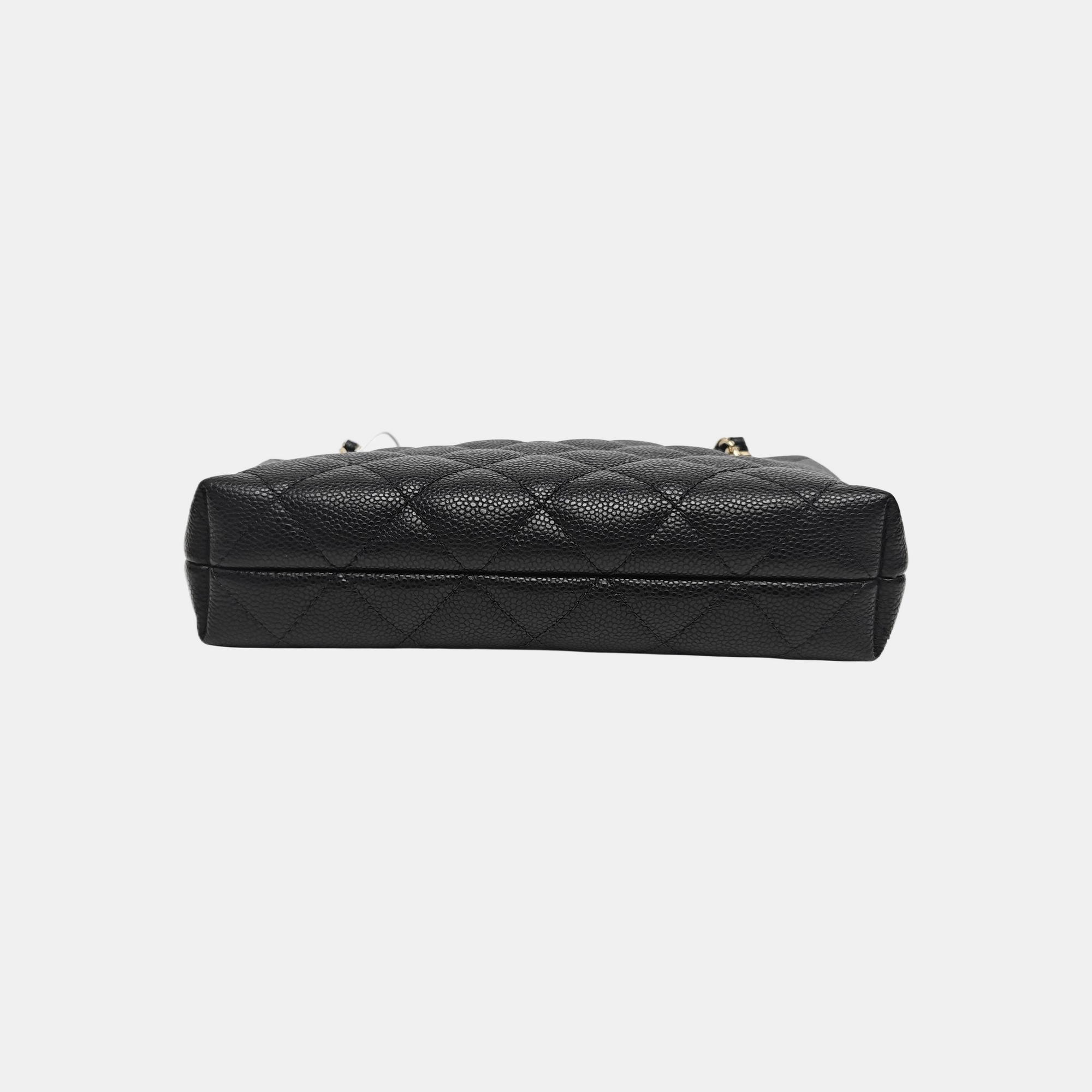 Quilted Grained Calfskin Shoulder Bag Black