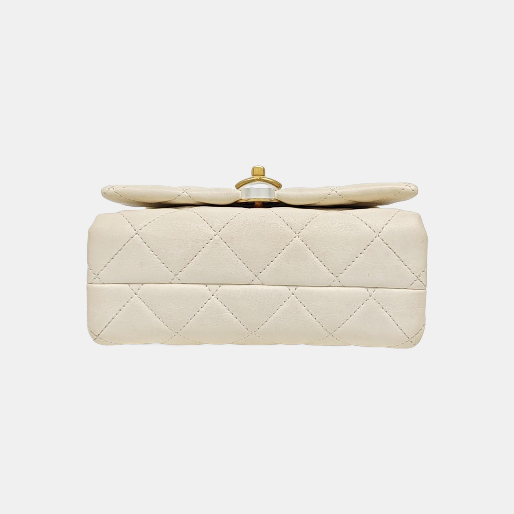 Quilted Calfskin Shoulder Bag White