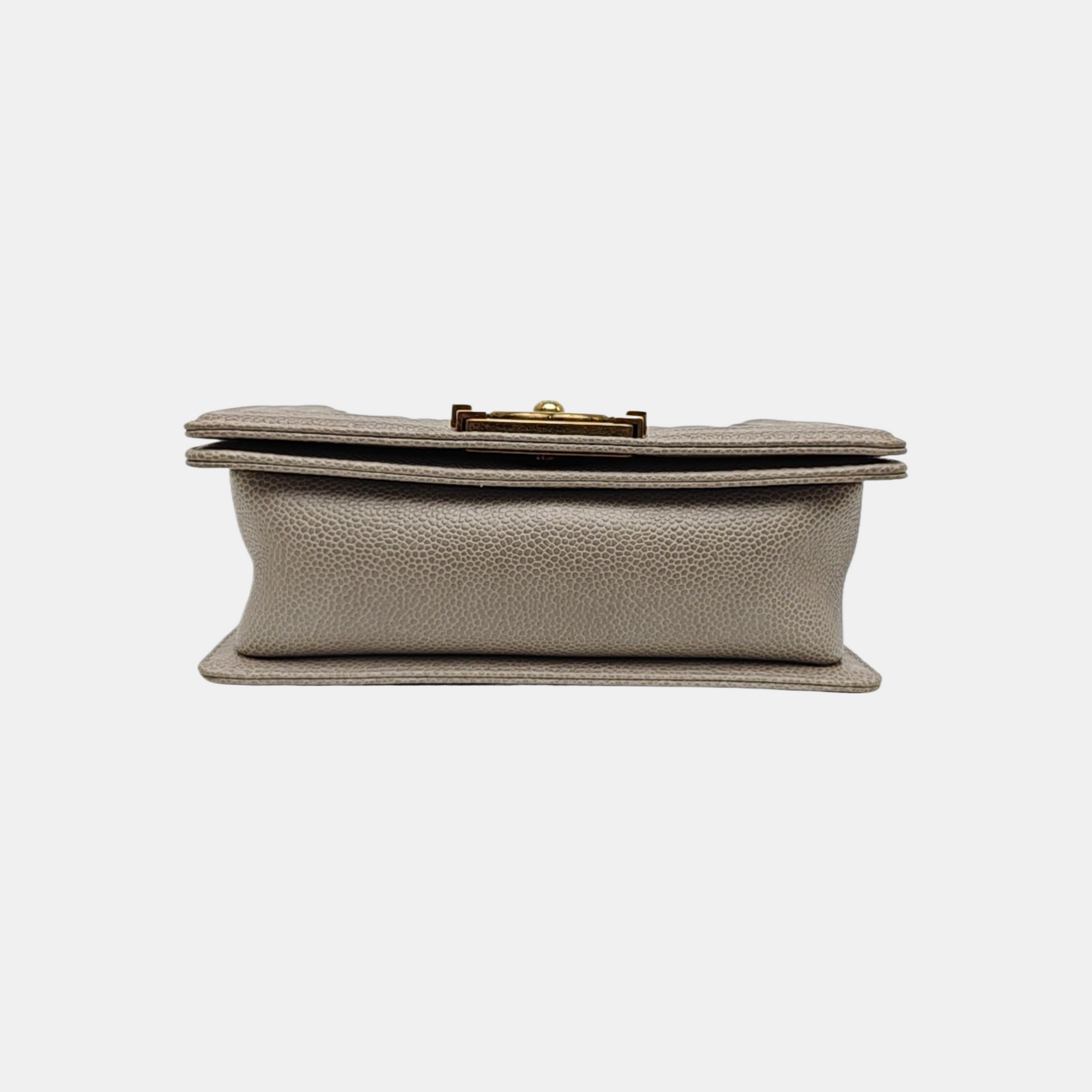 BOY CHANEL Small Quilted Grained Calfskin Gray