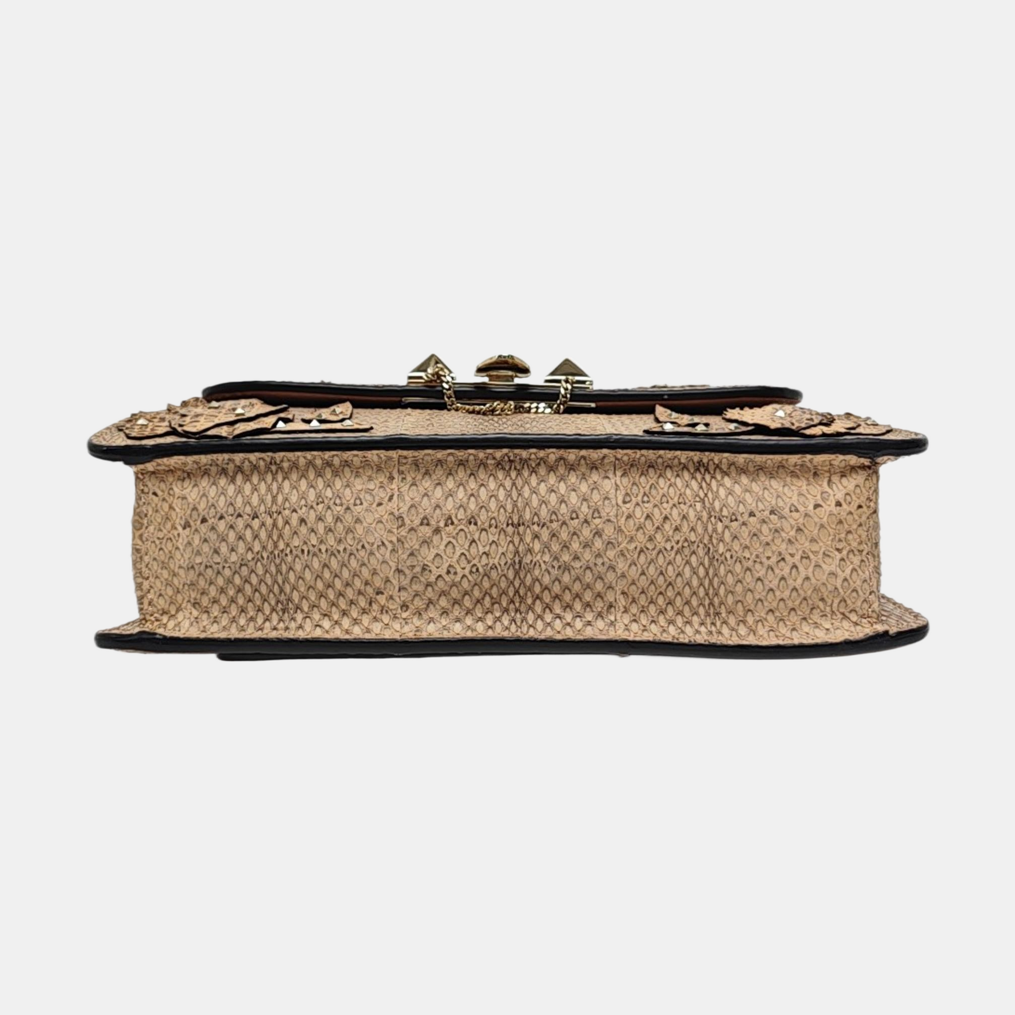 Python Crossbody Bag Beige
