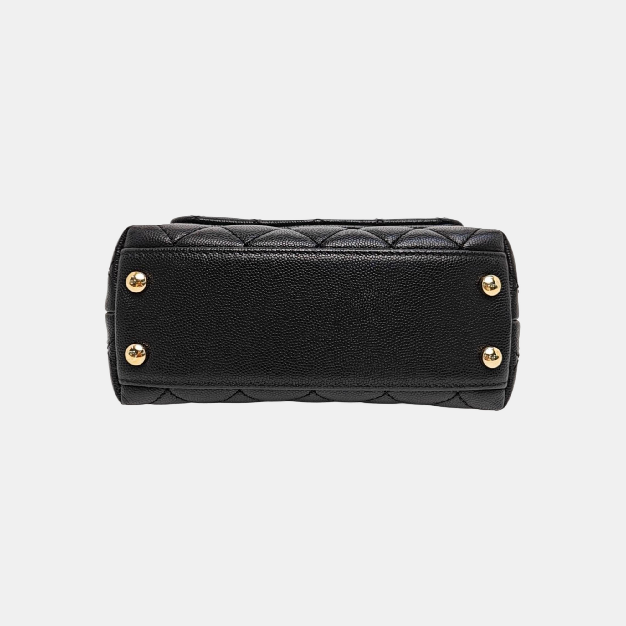 COCO HANDLE Mini Quilted Grained Calfskin Black