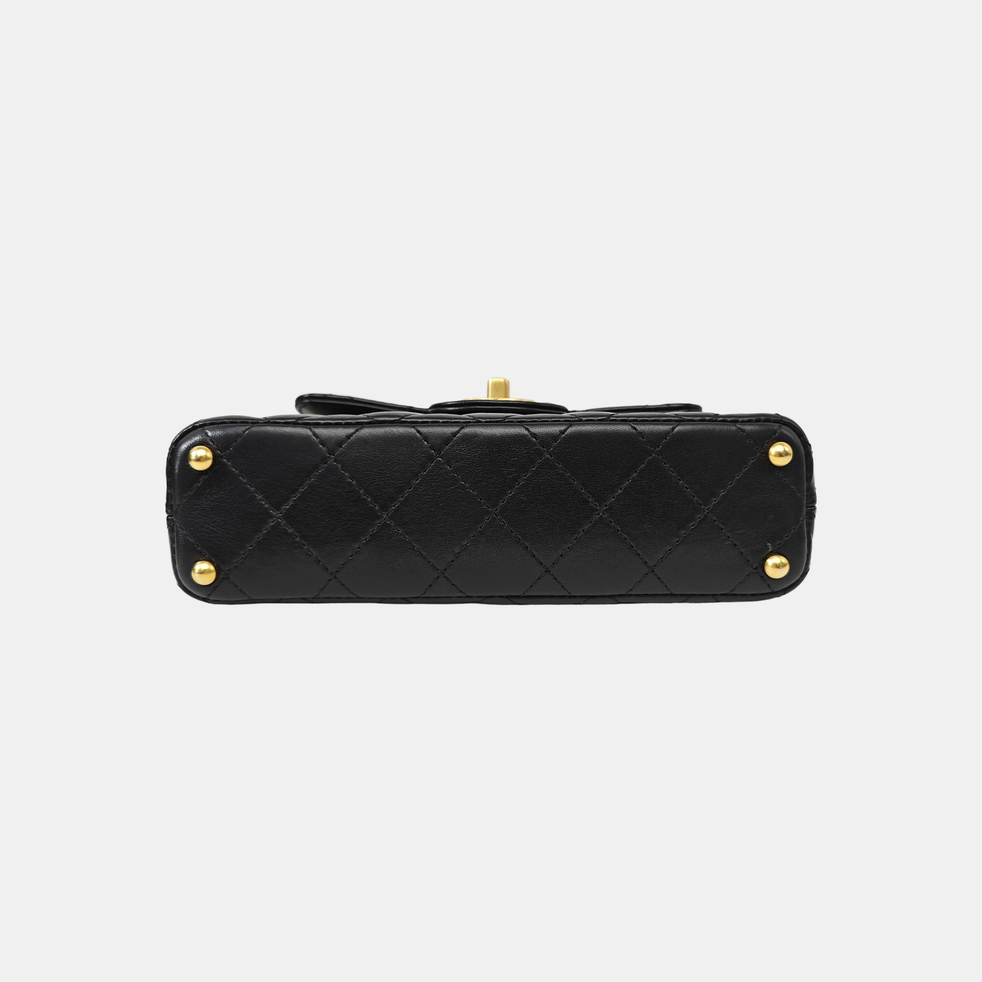 Quilted Lambskin Shoulder Bag Small Black
