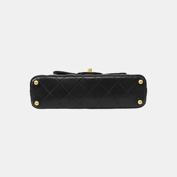 Quilted Lambskin Shoulder Bag Small Black