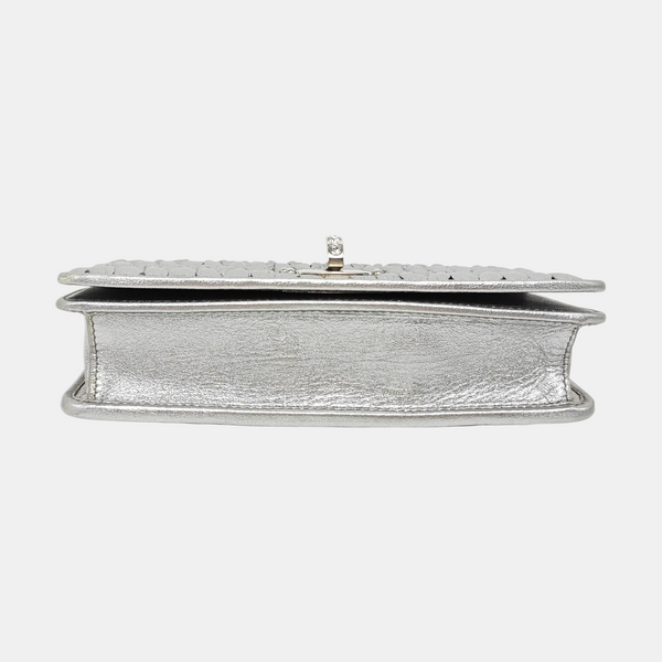 Crystal Mini Quilted Lambskin Gray