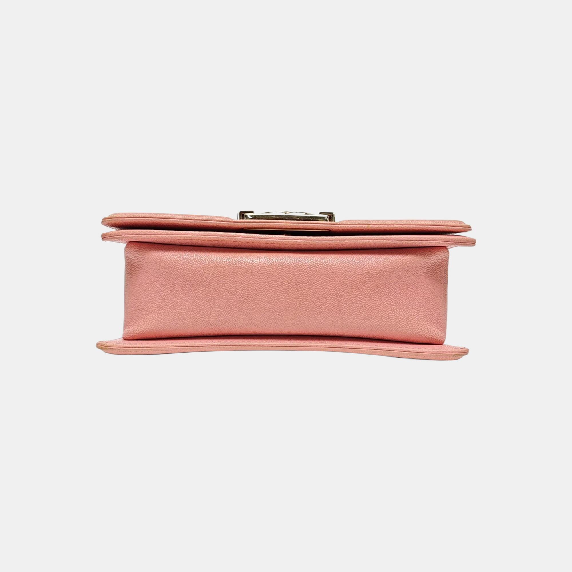 BOY CHANEL Mini Quilted Grained Calfskin Pink
