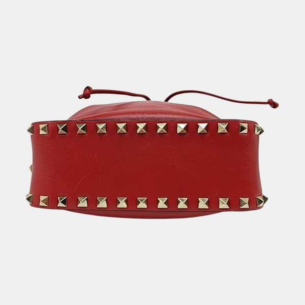 Rockstud Small Calfskin Red