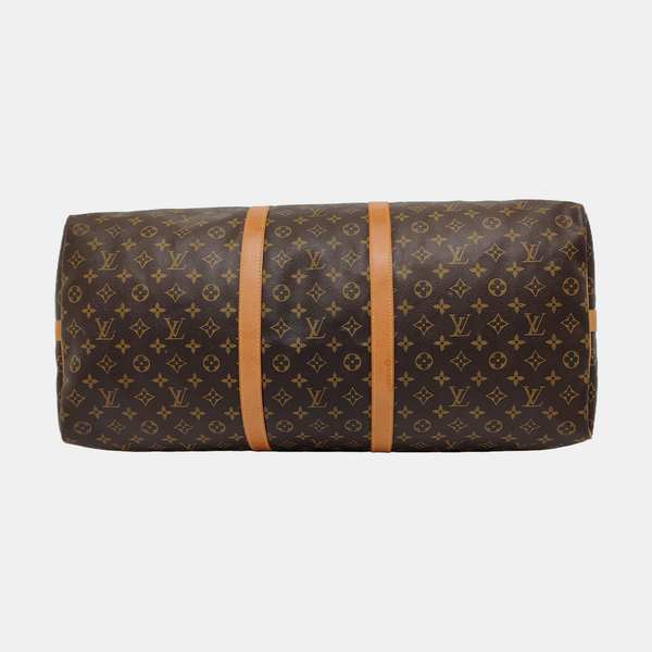 KEEPALL 60 Monogram Coated Canvas Brown