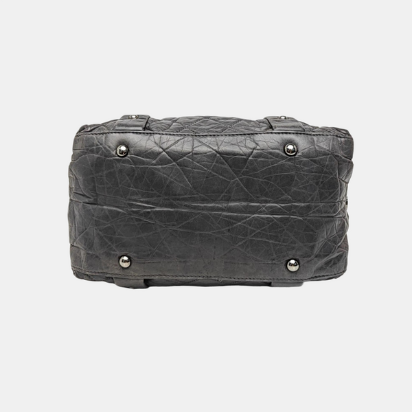 Quilted Calfskin Top Handle Bag Gray