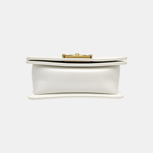 BOY CHANEL Mini Quilted Calfskin White