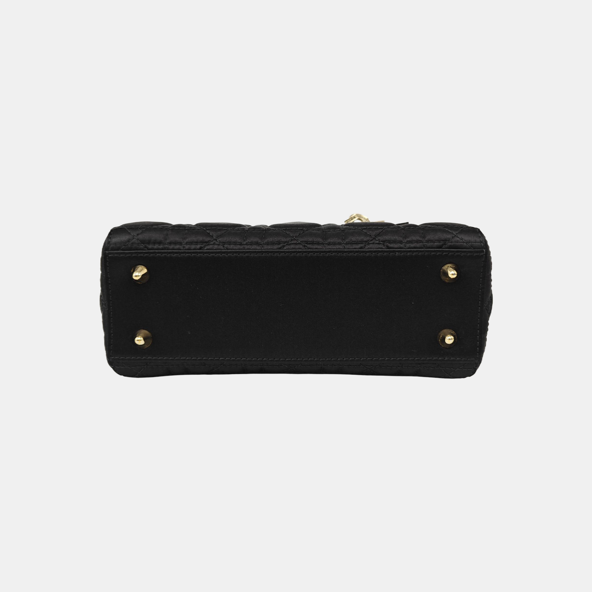 Lady Dior Small Cannage Silk Satin Black