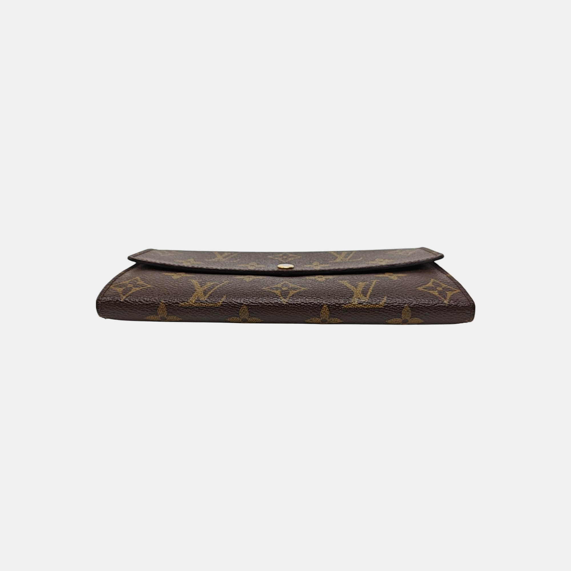 PORTE MONNAIE Monogram Coated Canvas Brown Wallet