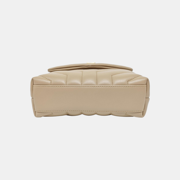LOULOU Extra Small Chevron Calfskin Beige