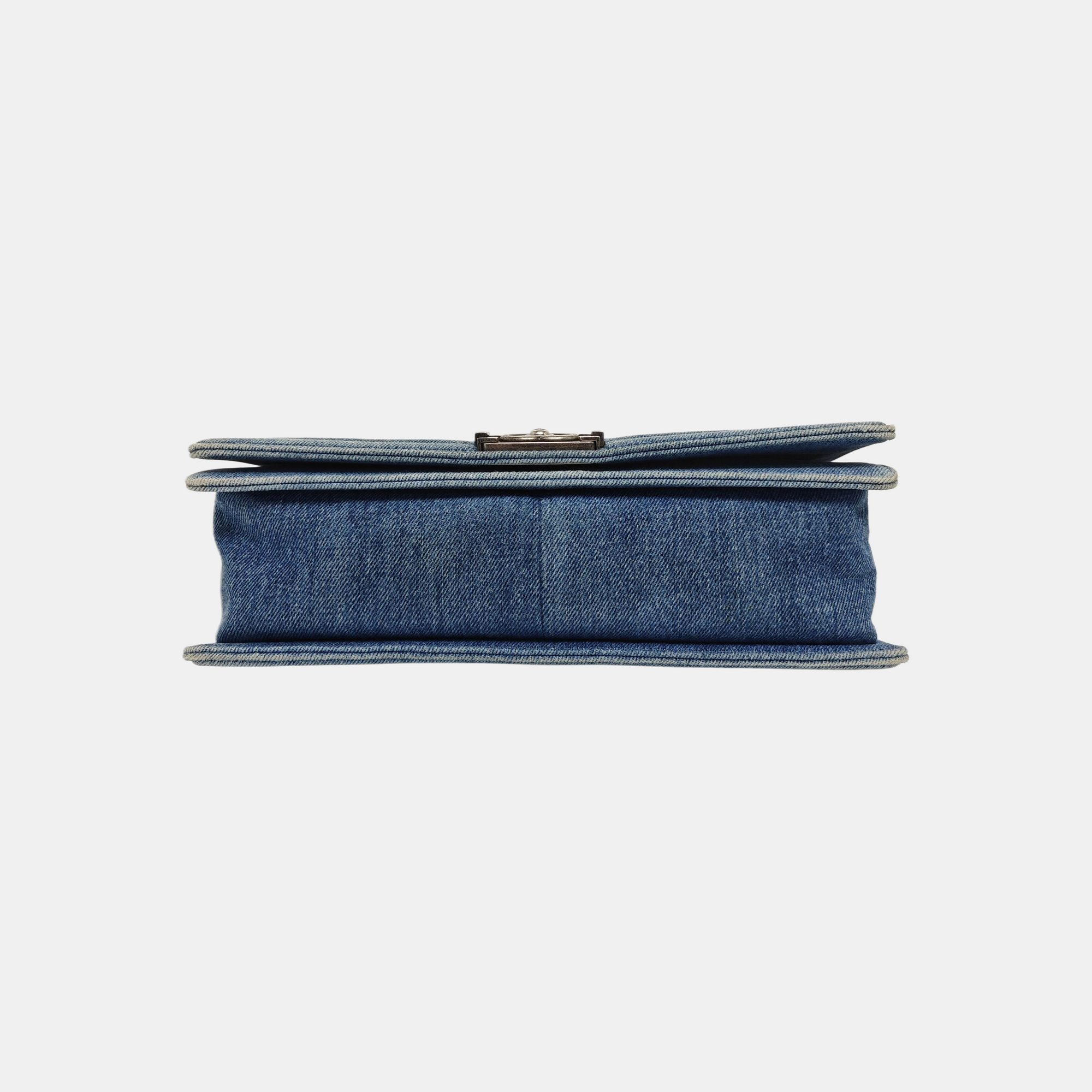 BOY CHANEL Maxi Quilted Denim Blue