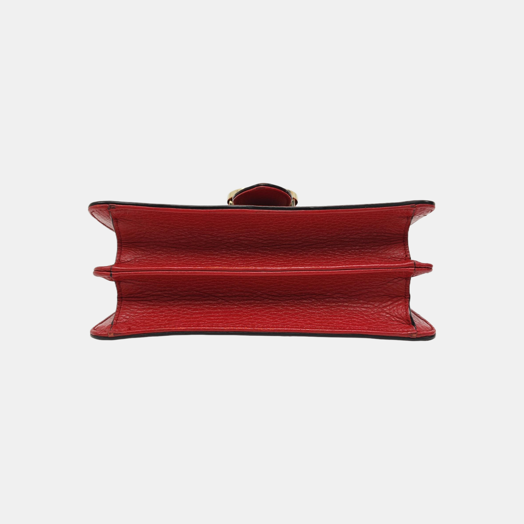 Interlocking G Small Calfskin Red