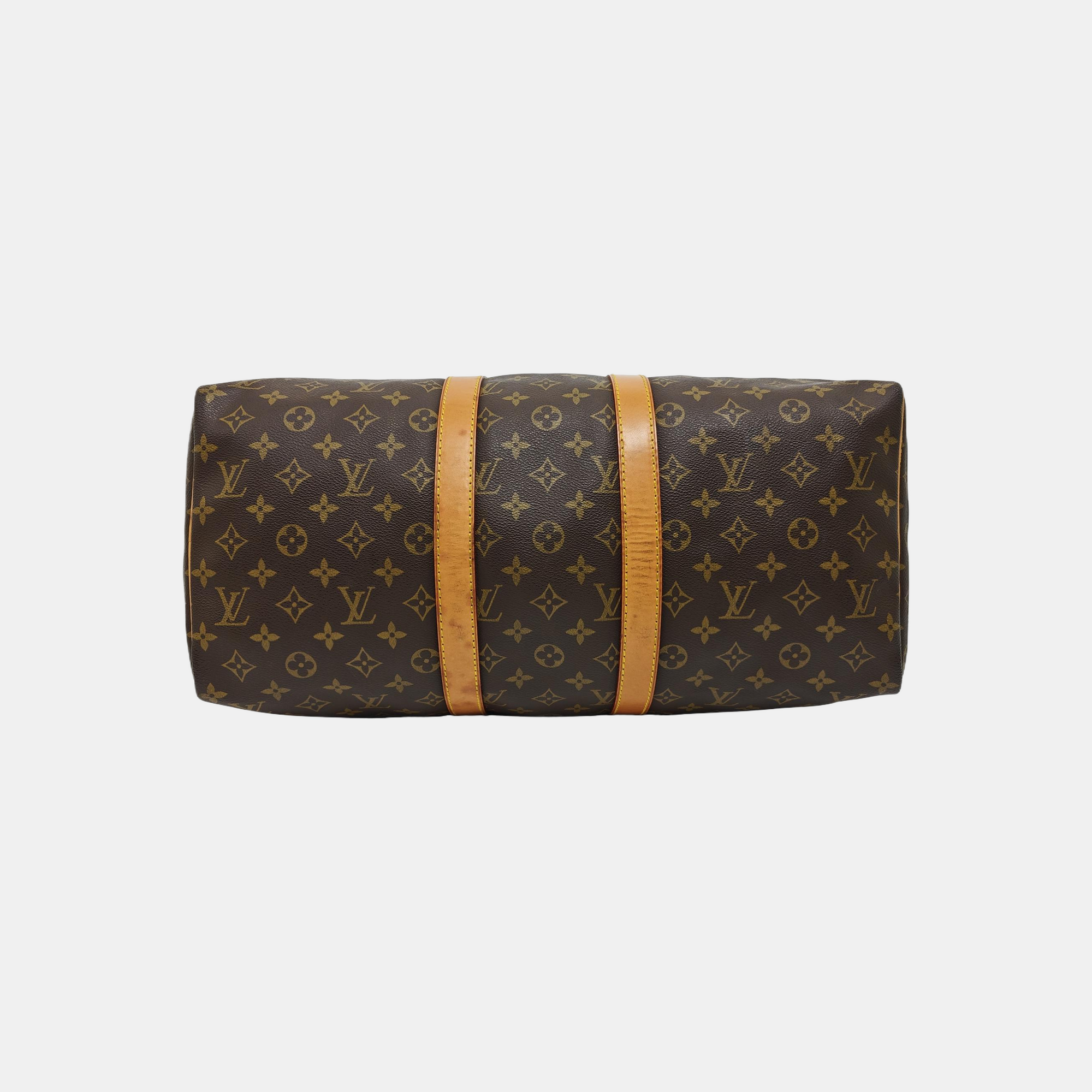 KEEPALL 45 Monogram Coated Canvas Brown