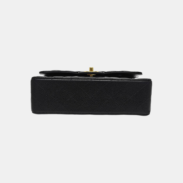 CLASSIC FLAP Small Quilted Grained Calfskin Black