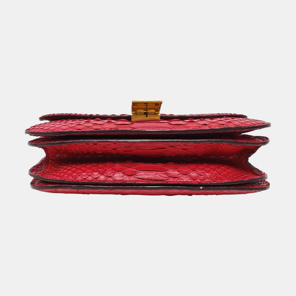 Authenticated pre-owned  CLASSIC BOX Medium Python Red - Shoulder Bag at Looply
