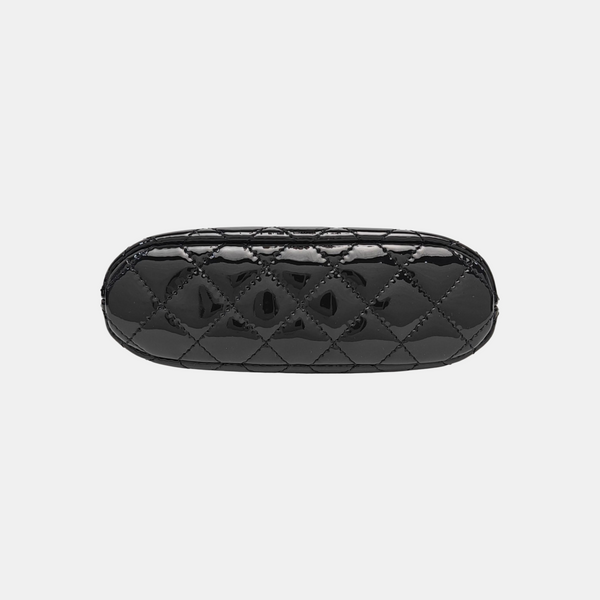 Quilted Patent Leather Shoulder Bag Black