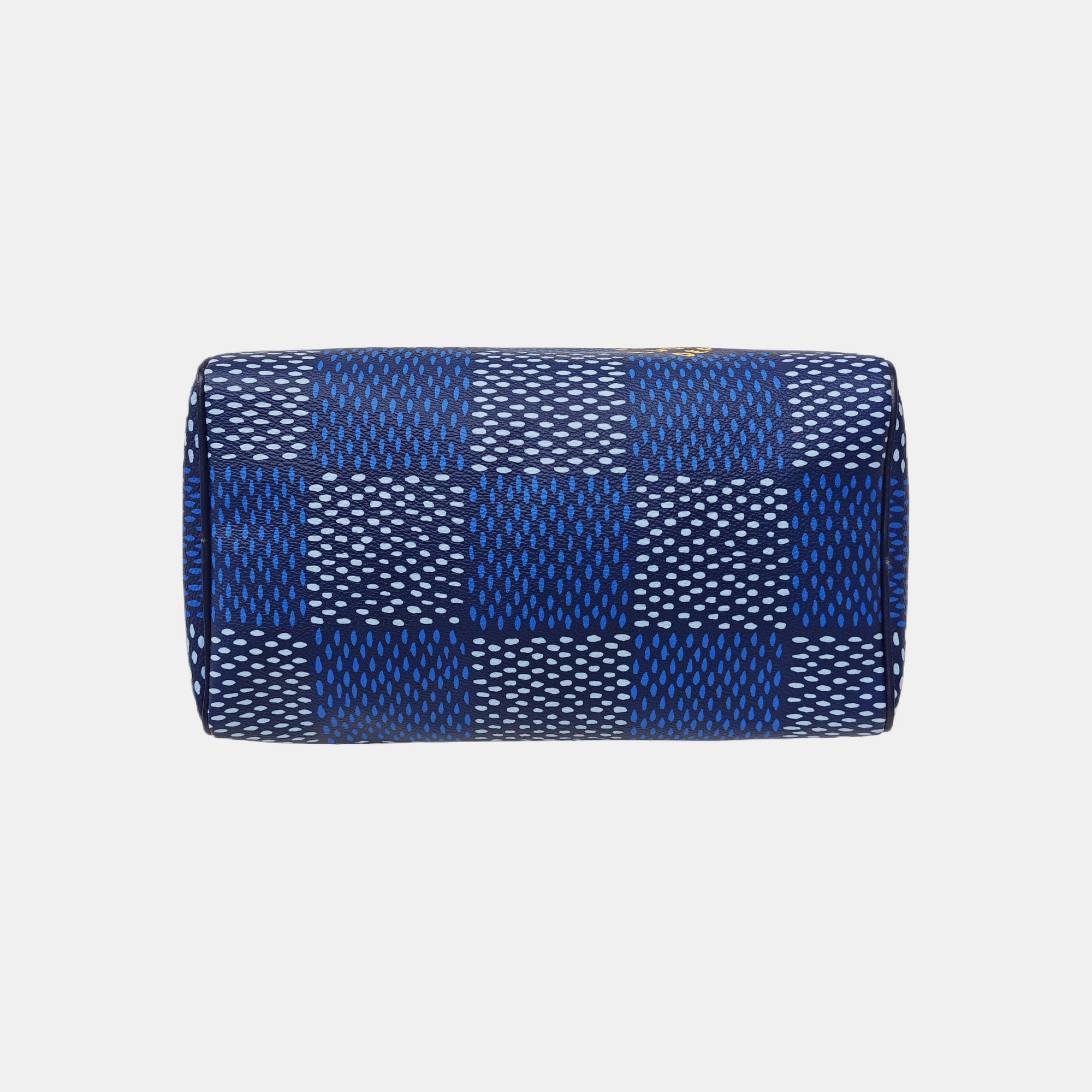 SPEEDY 25 Damier Coated Canvas Blue