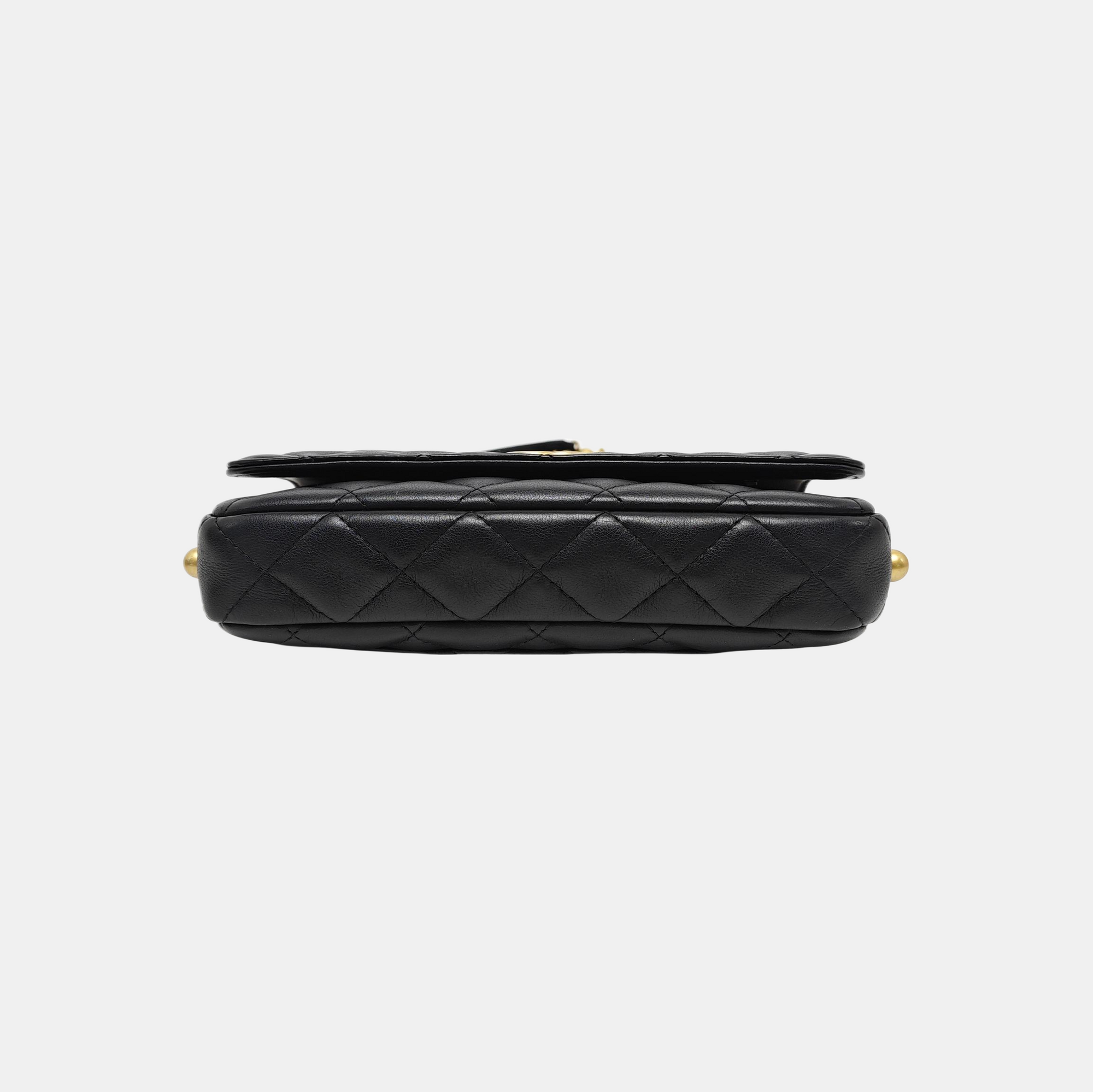 TRENDY CC Quilted Grained Calfskin Black