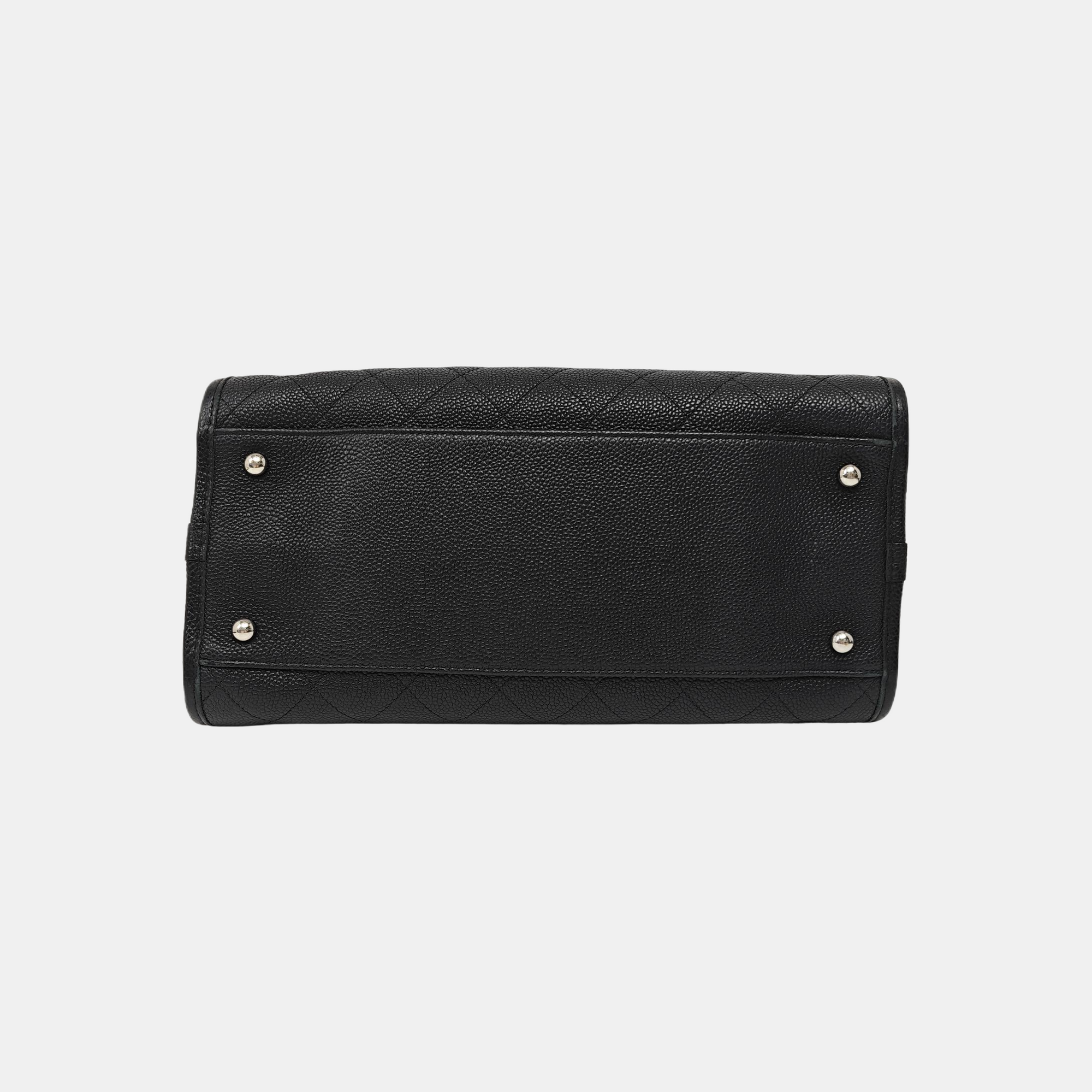 Quilted Grained Calfskin Tote Bag Black