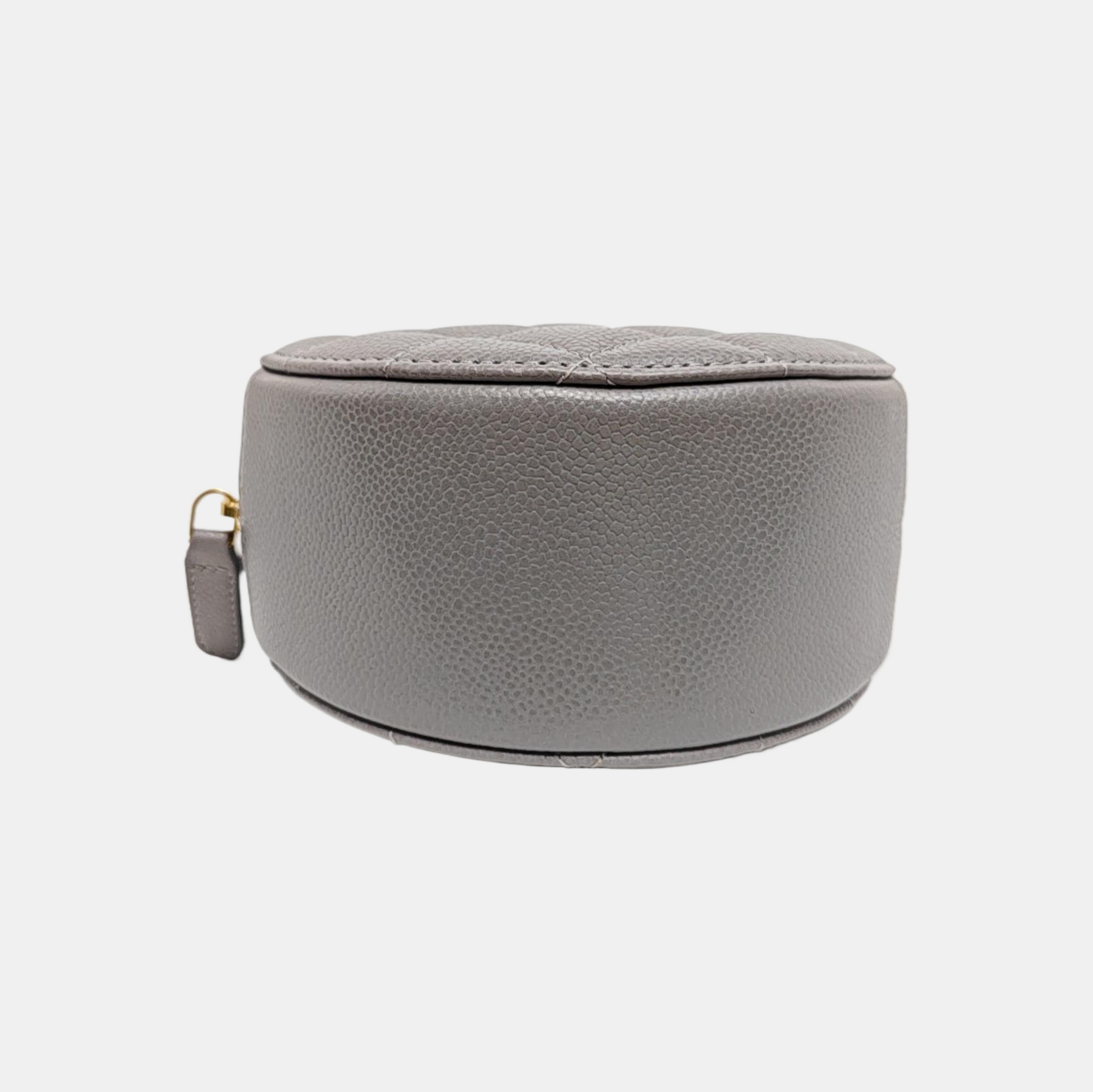 ROUND Quilted Grained Calfskin Gray