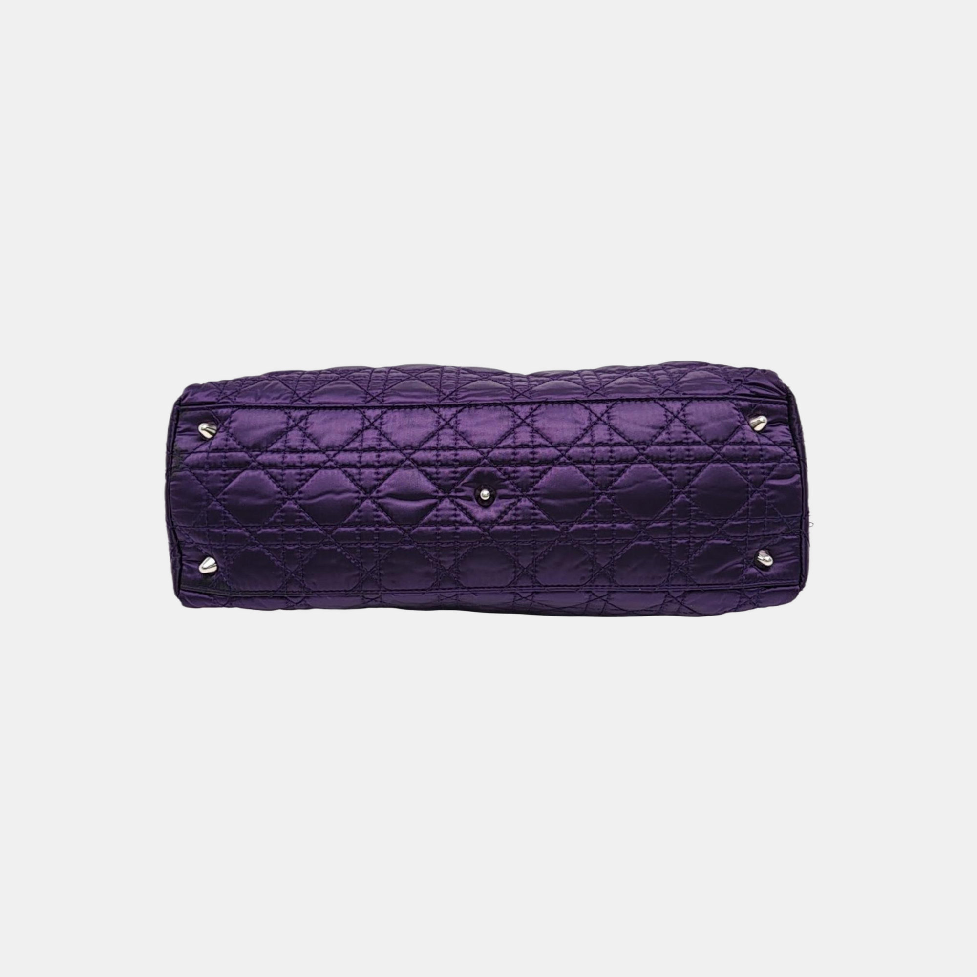 Cannage Silk Satin Tote Bag Purple