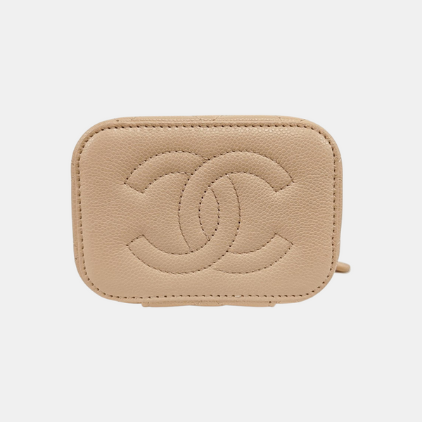 VANITY CASE Mini Grained Calfskin Beige