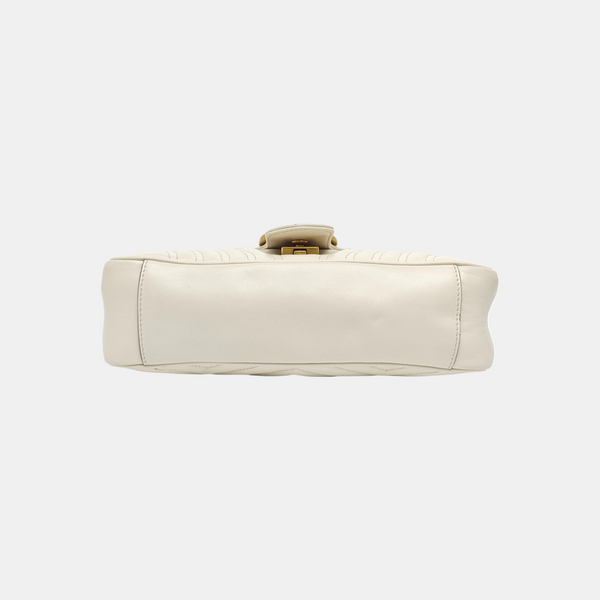 GG Marmont Medium Quilted Calfskin White
