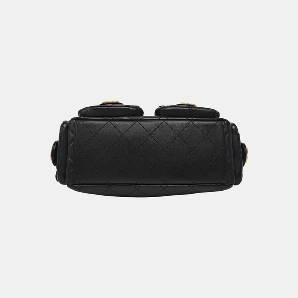 Quilted Lambskin Shoulder Bag Black
