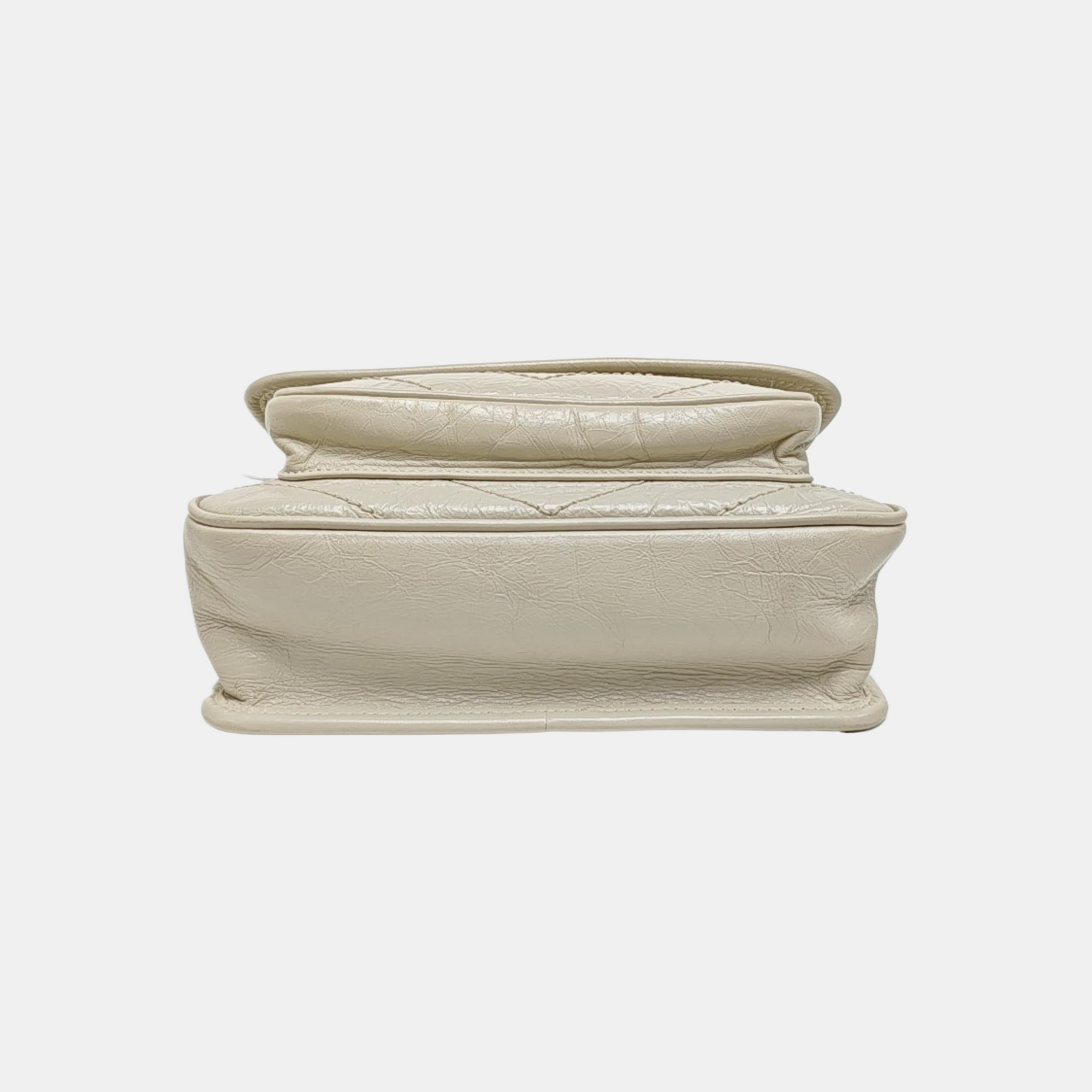NIKI Small Chevron Calfskin White