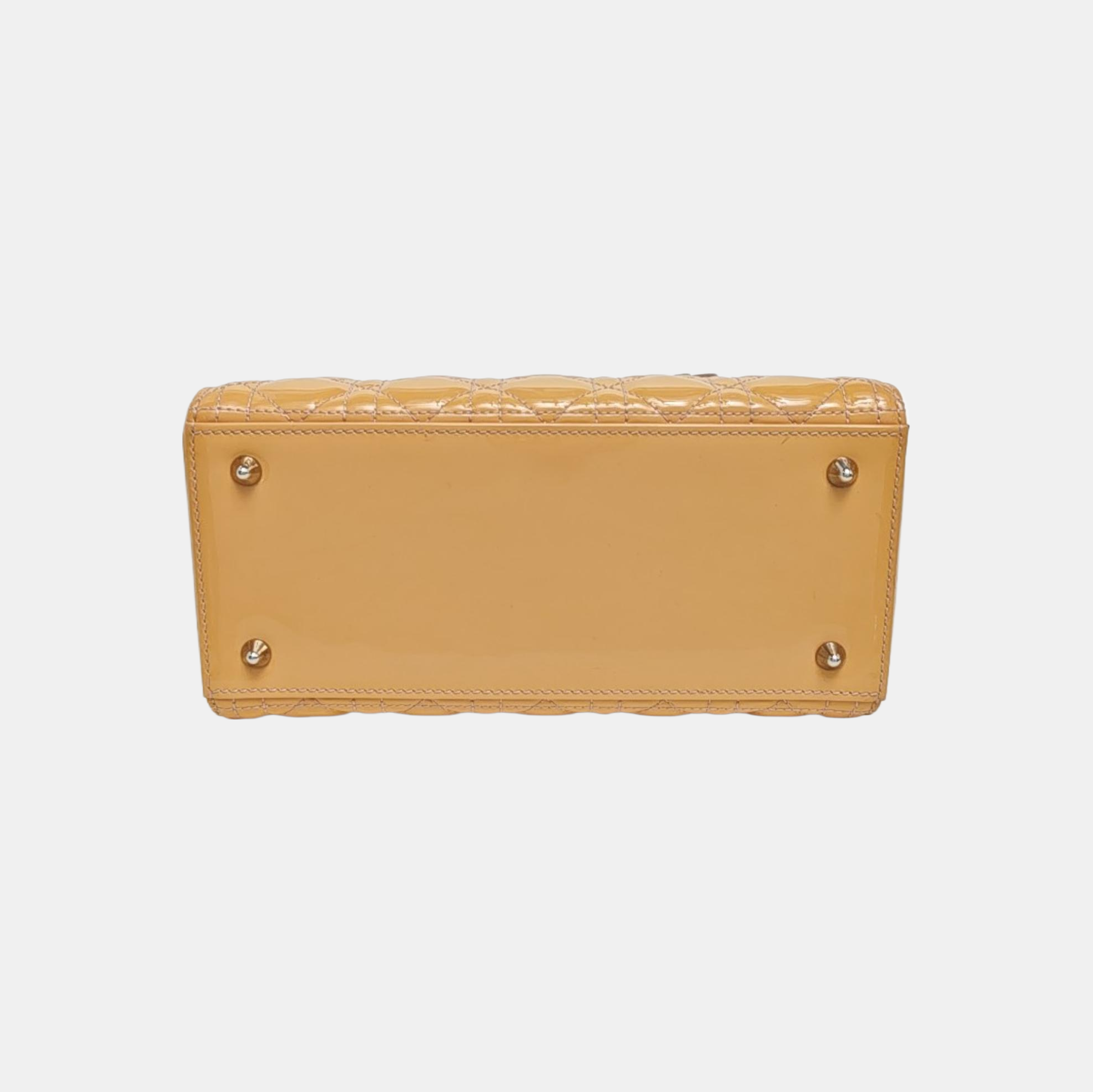 Lady Dior Medium Cannage Patent Leather Beige
