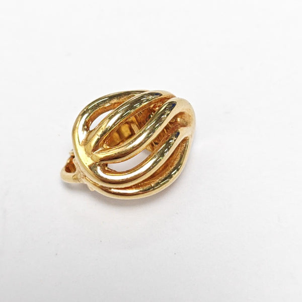 Twist Round Metal Gold Clip On Earrings