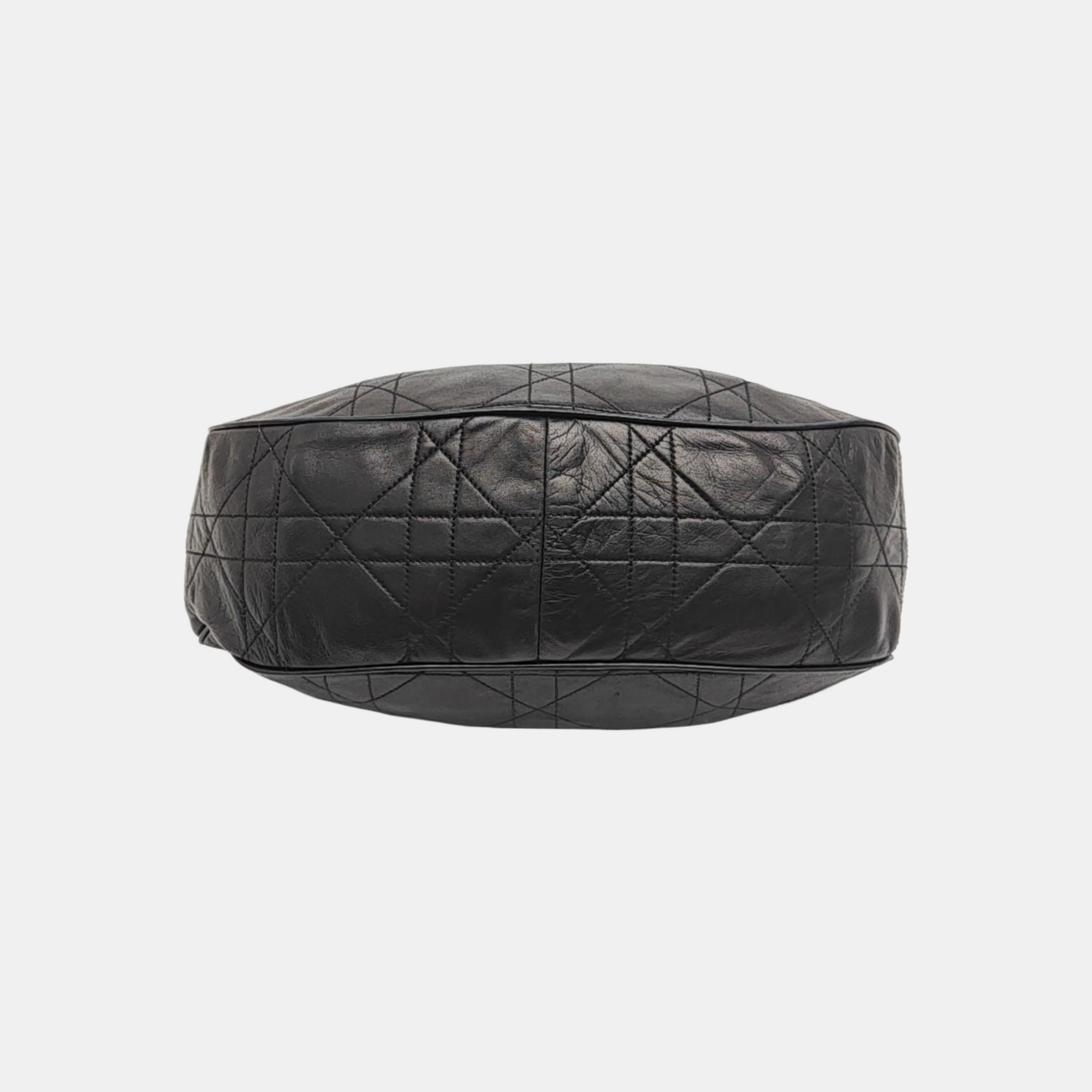 Cannage Lambskin Shoulder Bag Black