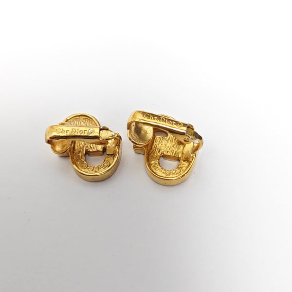 Petit CD Metal Gold Clip On Earrings