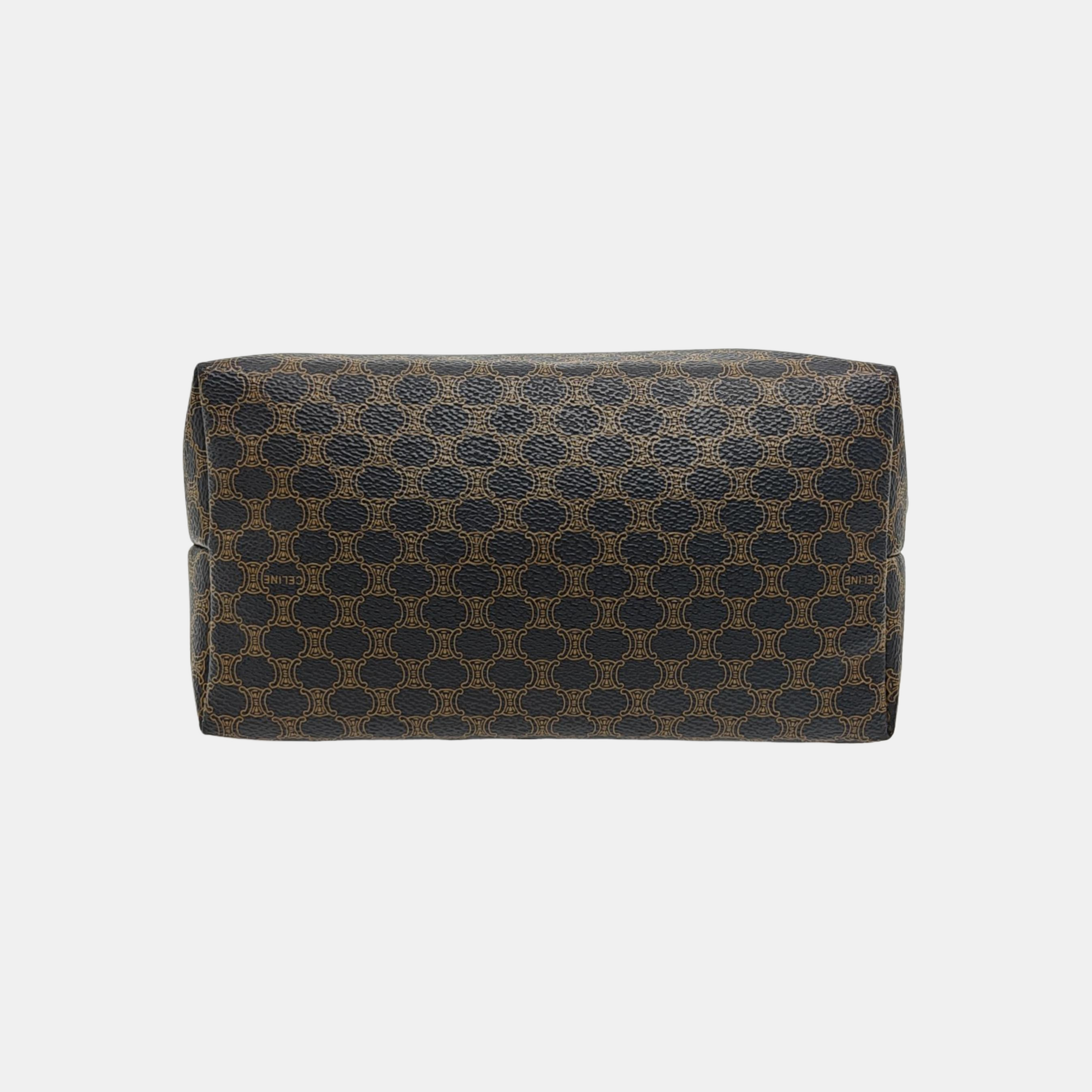 Coated Canvas Top Handle Bag Black