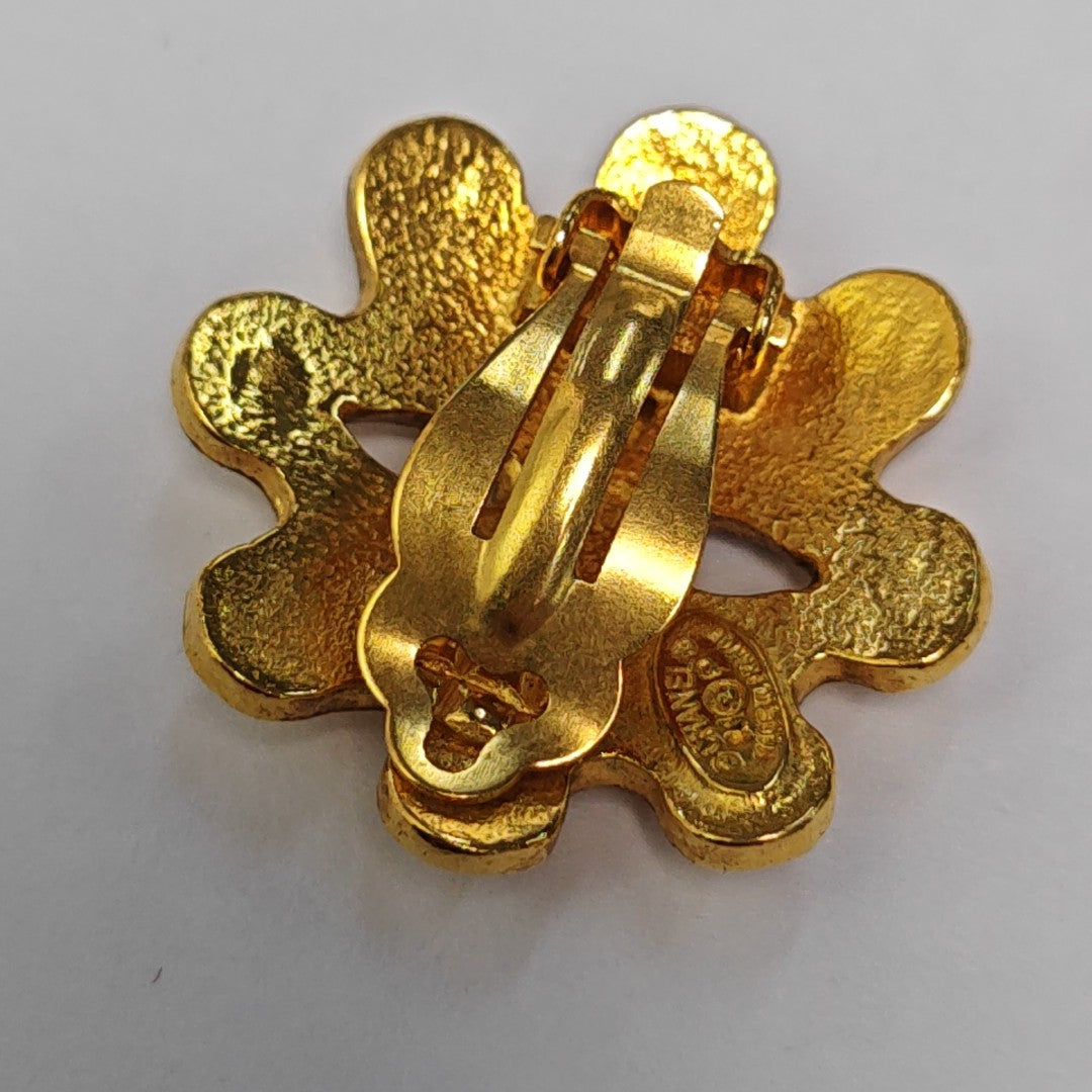 Vintage Metal Gold Clip On Earrings