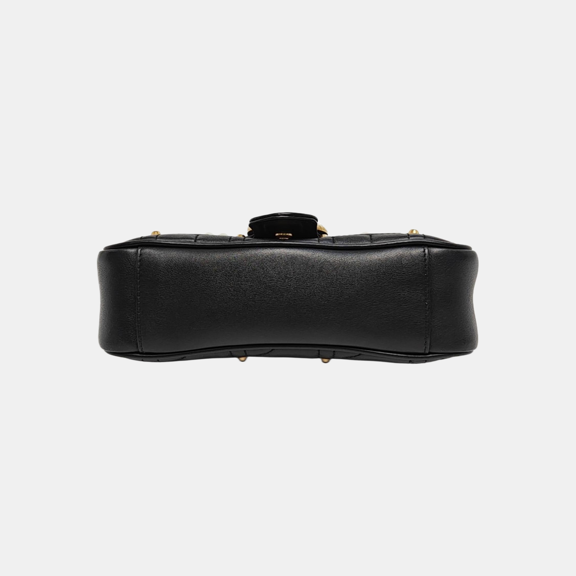 GG Marmont Small Quilted Calfskin Black