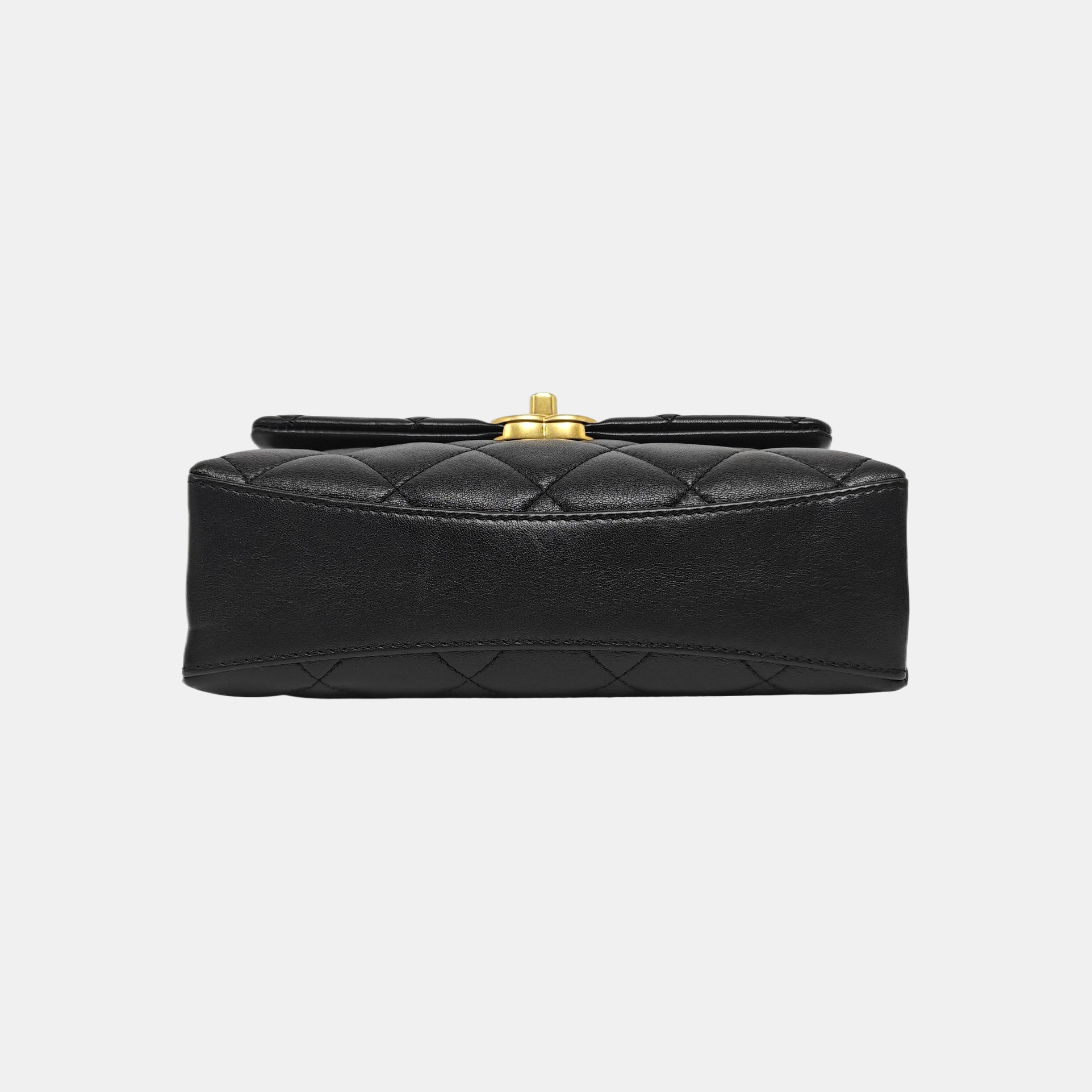 Quilted Lambskin Shoulder Bag Mini Black