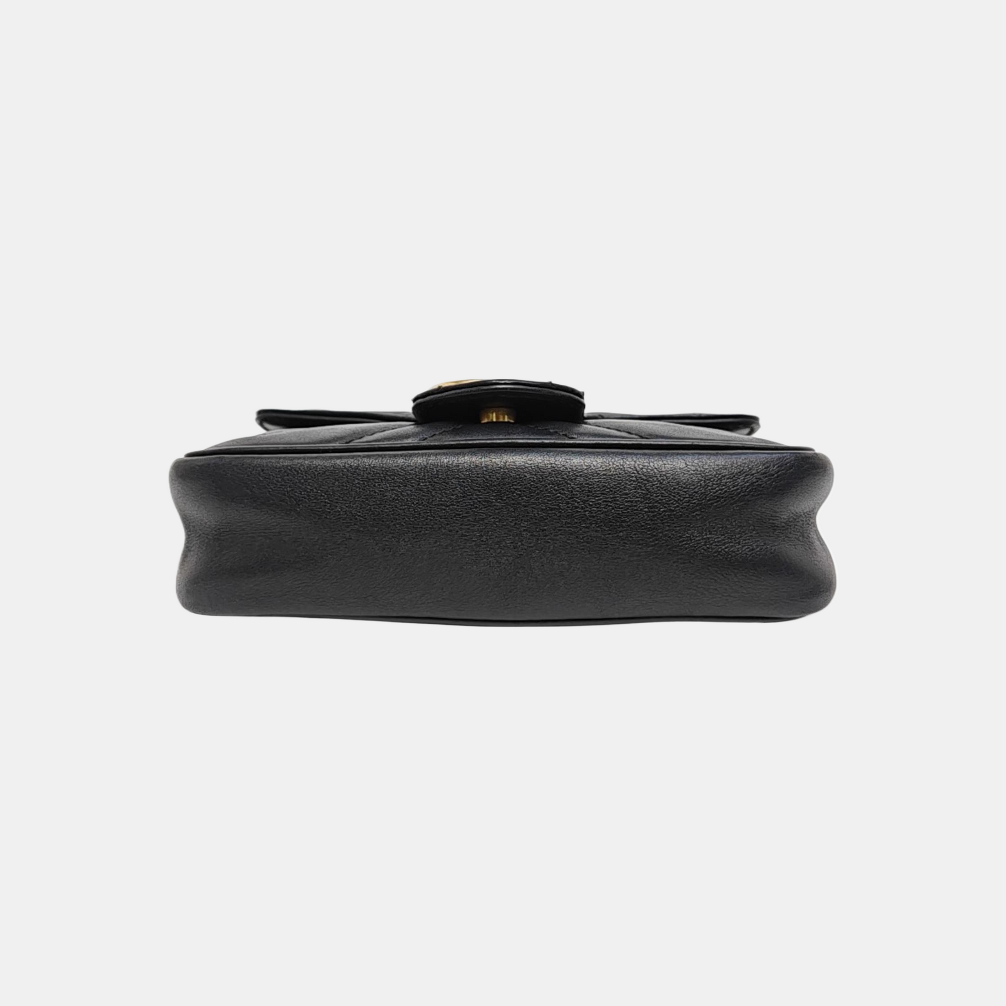 GG Marmont Mini Quilted Calfskin Black