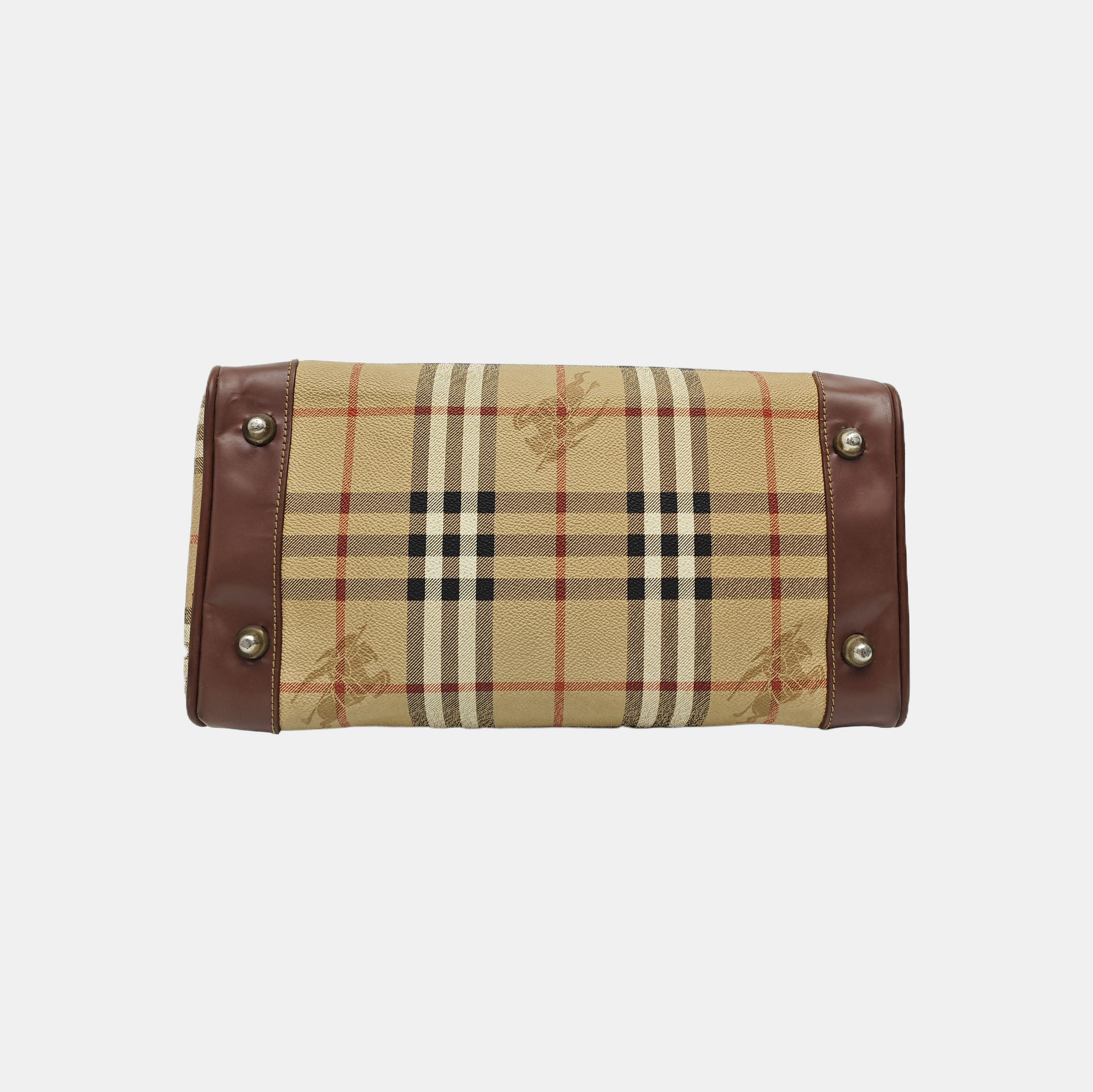 Coated Canvas Top Handle Bag Brown