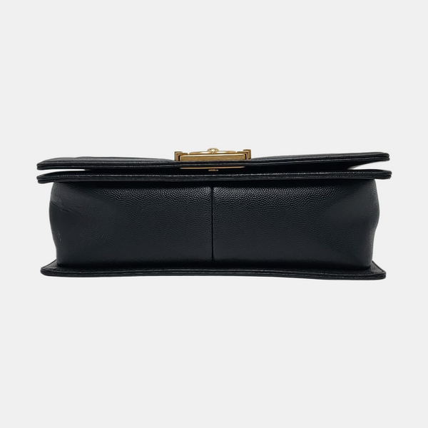BOY CHANEL Medium Quilted Grained Calfskin Black
