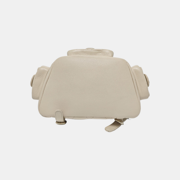 Quilted Grained Calfskin Small Beige