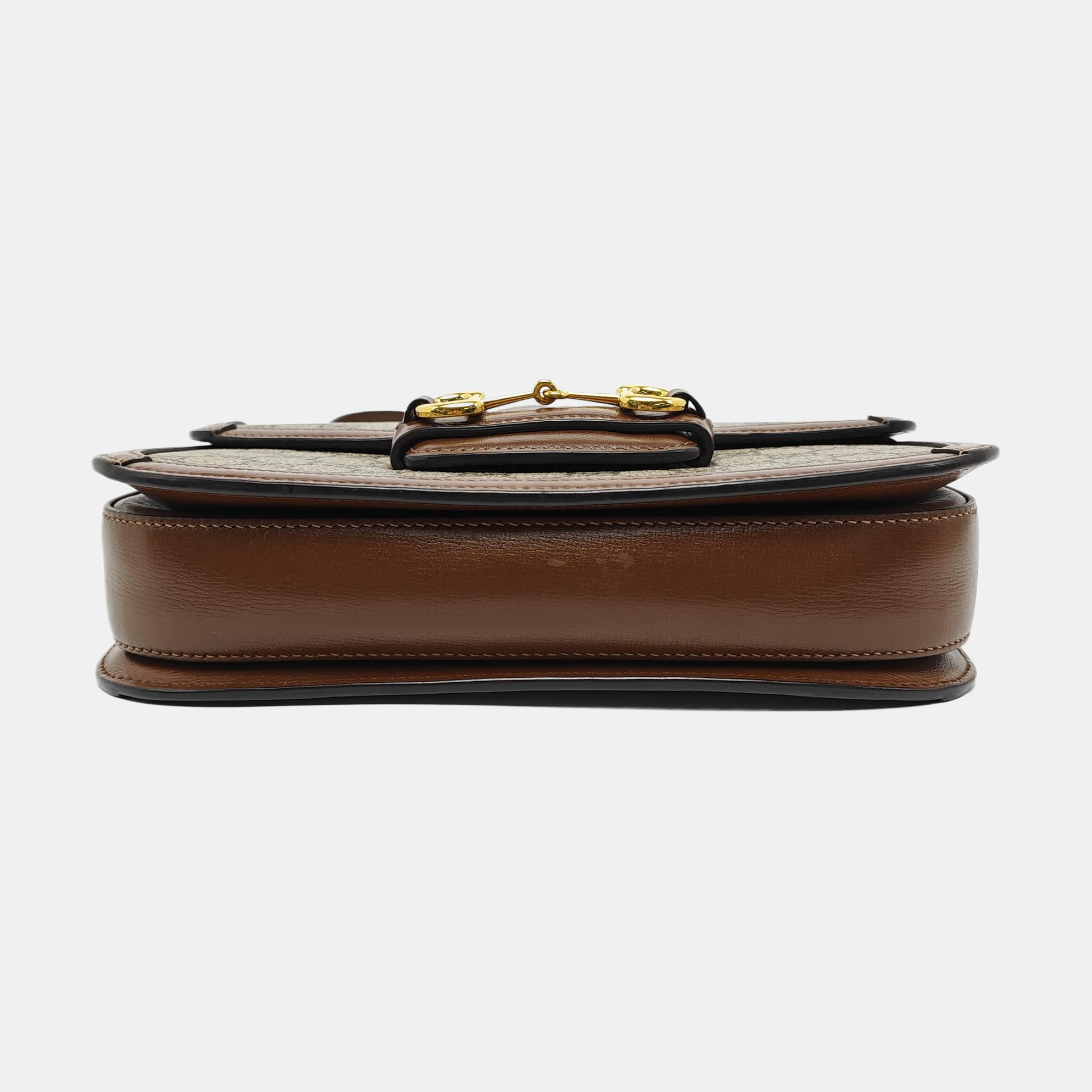 Horsebit 1955 Medium Monogram Coated Canvas Beige