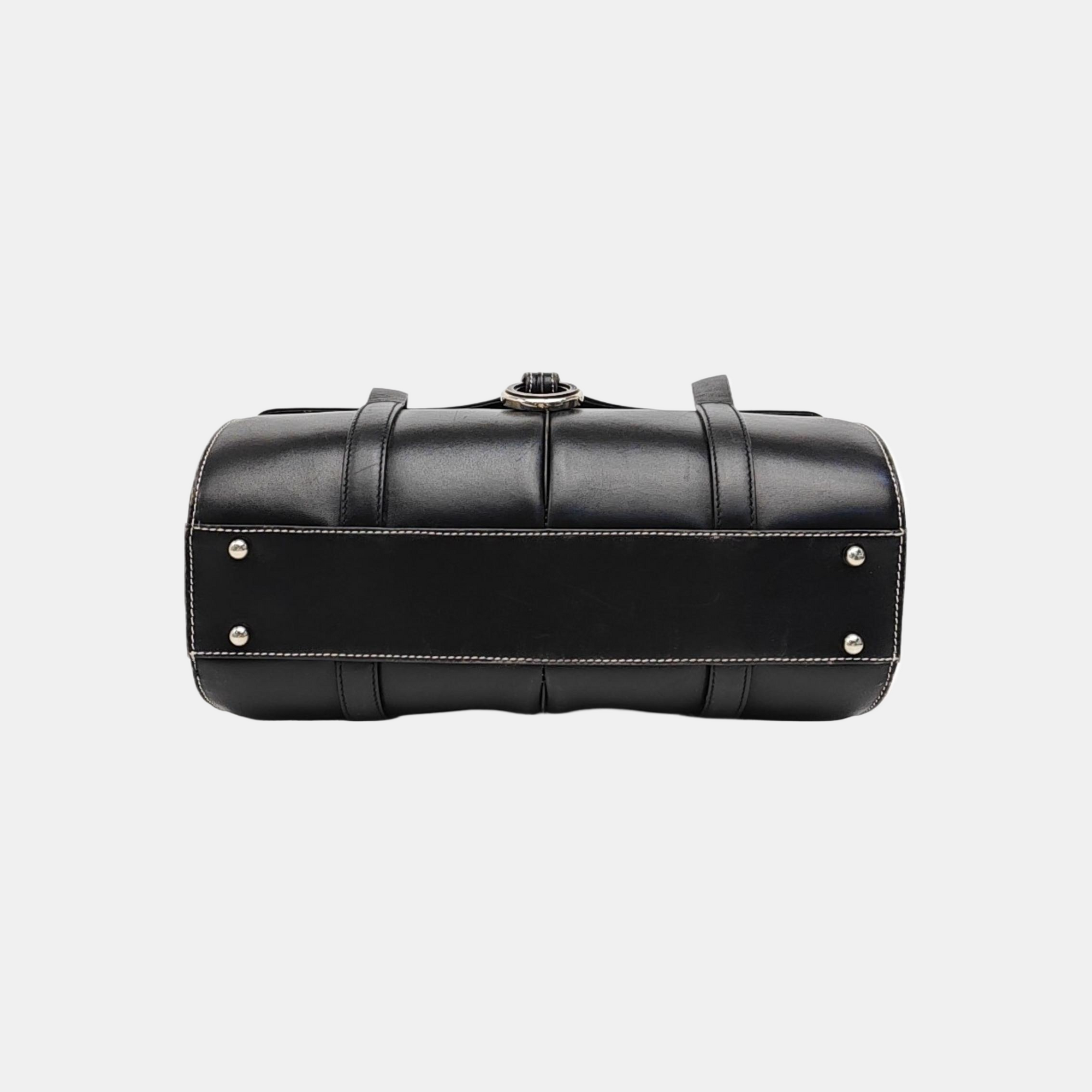 Calfskin Top Handle Bag Black
